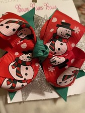 snowman hair bow