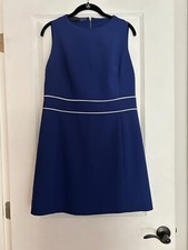 EUC Alice + Olivia Coley Crew Neck Dress Sz 12 - Azure/Blue/Off White Stripe