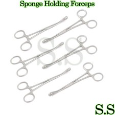 6 Sponge Holding Forceps Curved 7" Surgical Instruments