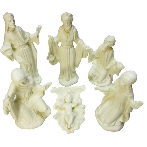 Centurion Collection 6 Piece Nativity Set White Bisque In Original Box vtg