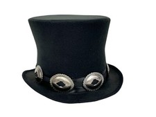 ROCK STAR PLAIN TOP HAT CONCHO LEATHER BAND VICTORIAN MAD HATTER USA MADE