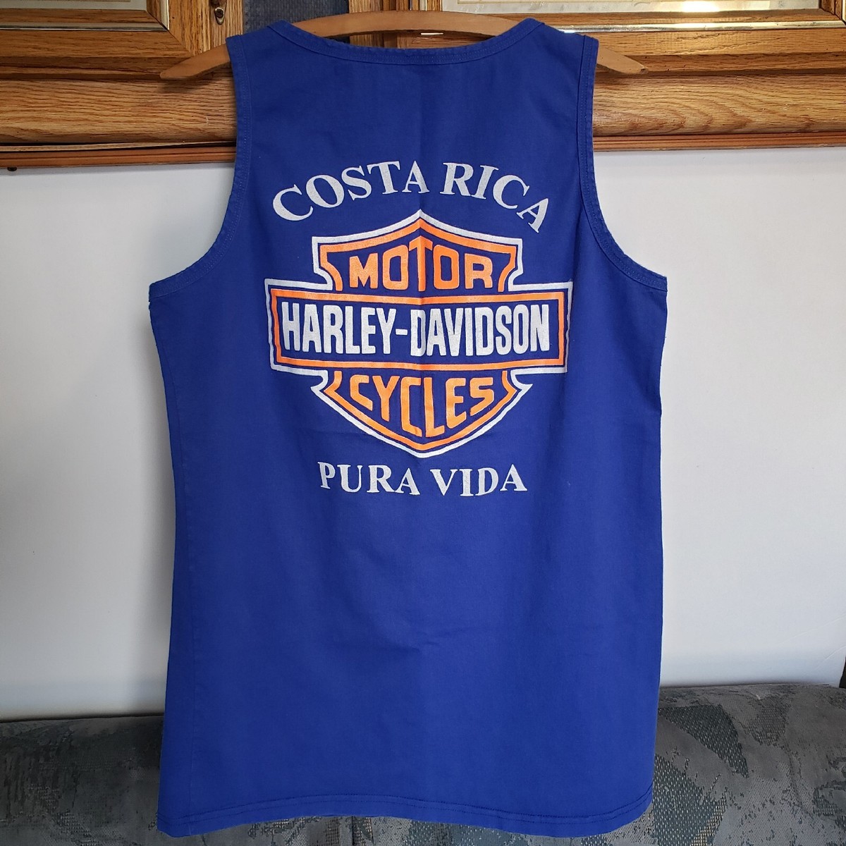 Vtg 90s Harley Davidson Costa Rica Mens Small Blue Tank Top Pura 
