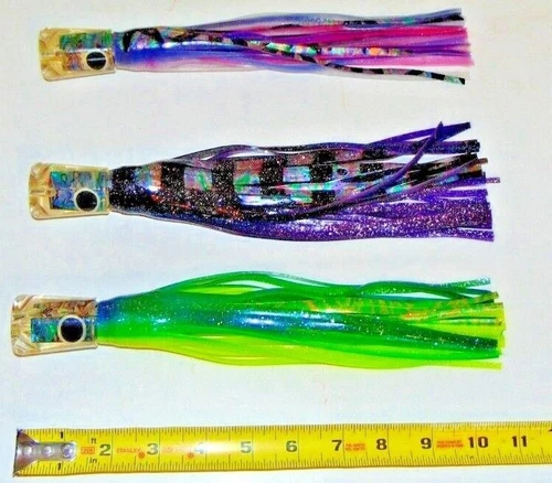 3 Pack Saltewater Fishing Lures Mahi,ONO,Tuna,Marlin,Dorado,Wahoo Lures Lot 3pc