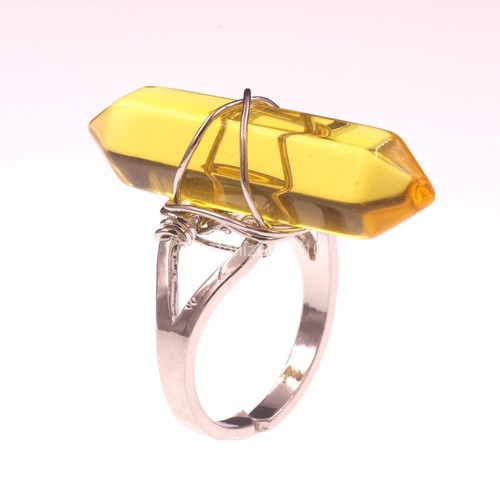 Natural Gemstones Hexagonal Pointed Reiki Chakra Beads Adjustable Ring Healing - Picture 39 of 63