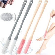 Toe Gap Cleaning Brush 15.7" Foot Scrubber Silicone Shower Long Handle Brush USA