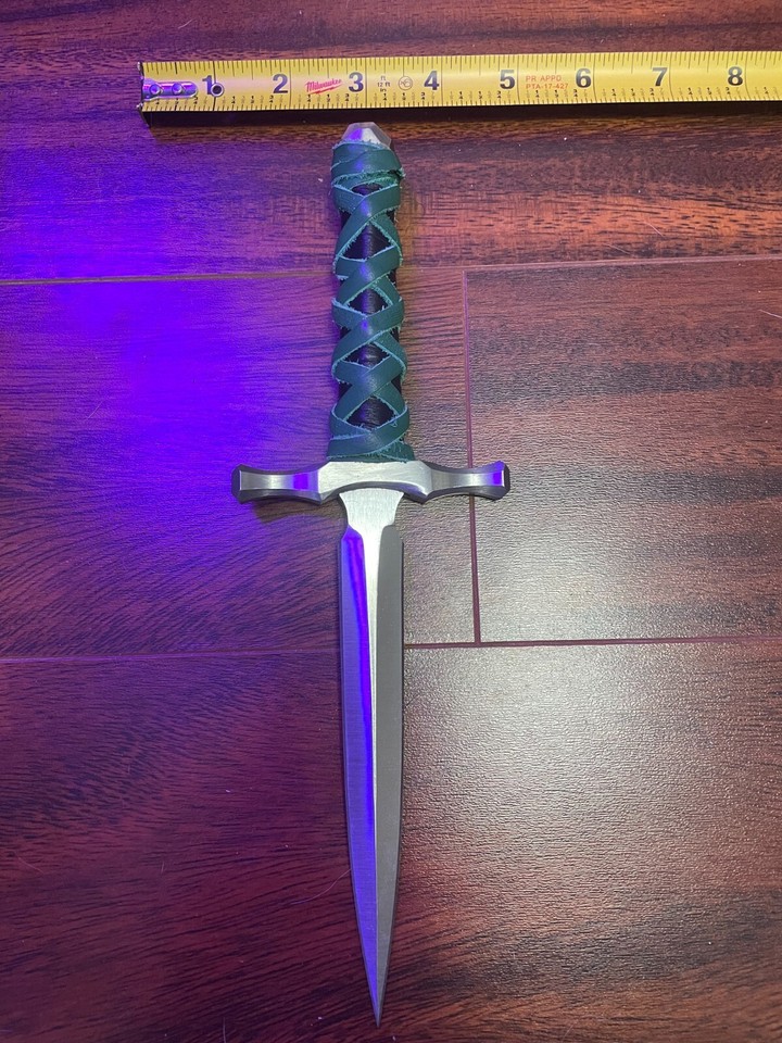 dagger fixed blade knife green on black handle 6.5 inch blade high ...