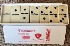 Domino Set of 28 Double Six Dominoes With Center Pins - Alfakhroon Golden Co.