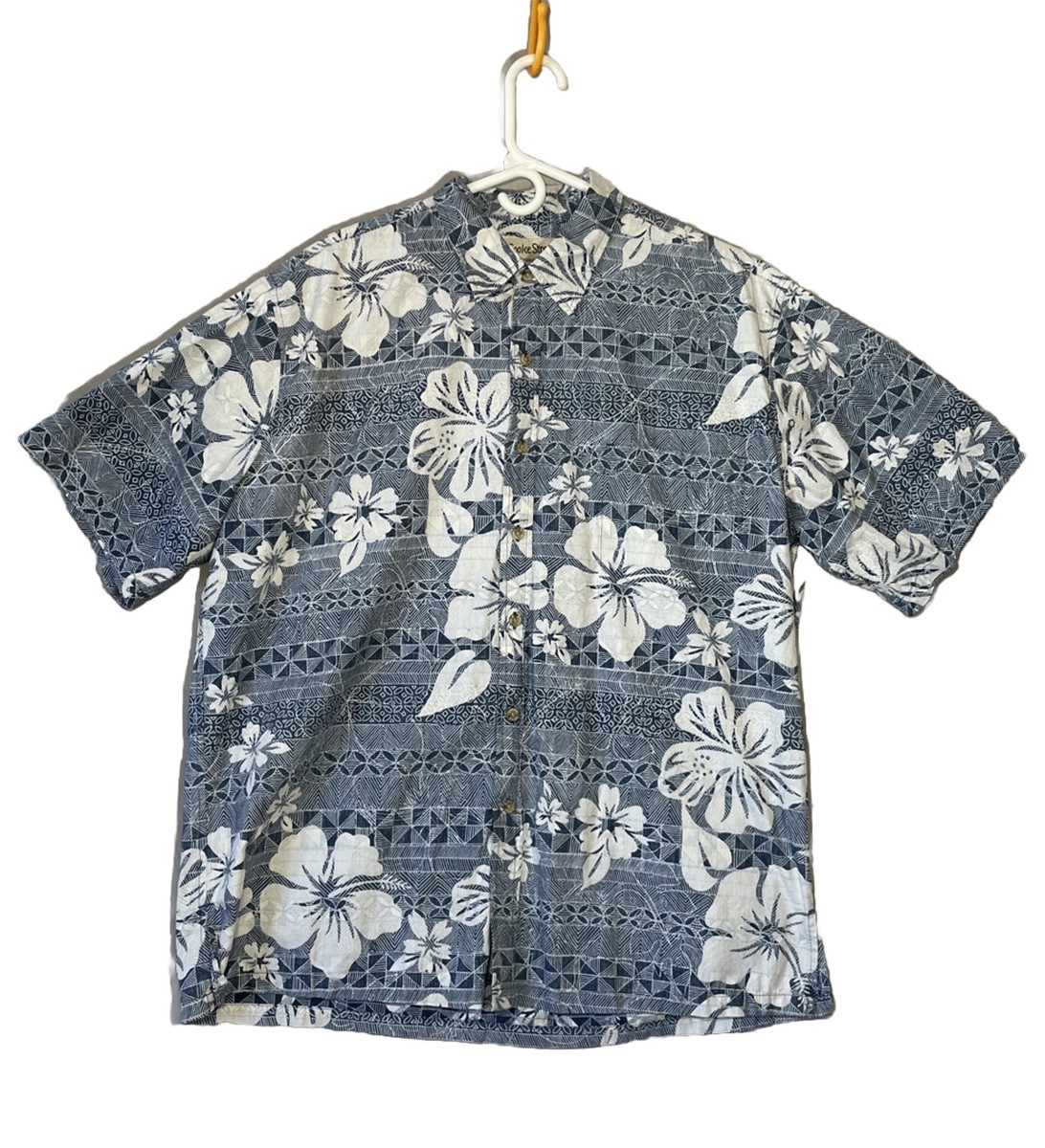 Cooke Street Hawaiian Aloha Shirt XL Reverse Print Hibiscus Flower
