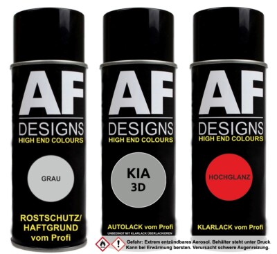Spraydose für KIA 3D Bright Silver Metallic Autolack Klarlack Grundierung  Set