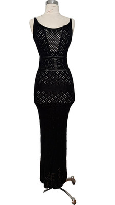 New Unworn Jen's Pirate Betty Black Crochet Maxi Dress