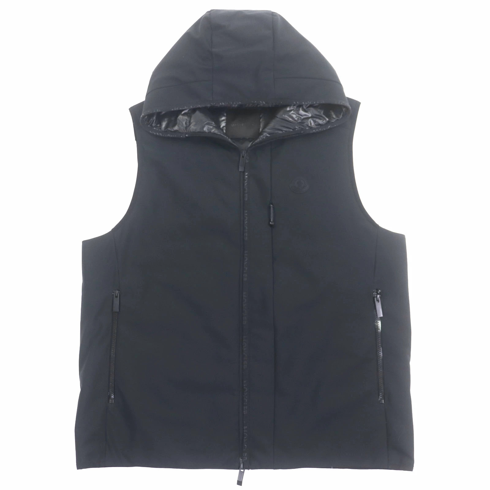 MONCLER Men's Hooded Down Vest Allier Double Zip-Up Black Size 4