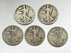(Lot of 5) 1918-D Walking Liberty Half Dollar 90% Silver Denver 50c US Coin