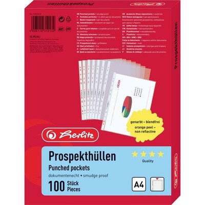 Herlitz 10840320 Transparent Clutch A4 PP 100 pcs