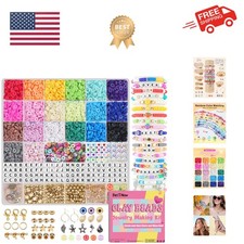 Clay Beads Bracelet Making Kit 5000 Pcs Friendship Bracelet Kits Flat Beads f...