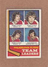 1974-75 TOPPS HOCKEY FLYERS LEADERS #154 BOBBY CLARKE DAVE SCHULTZ VGEX *A45505