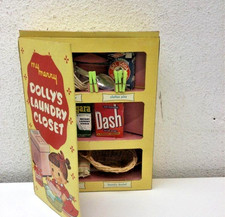 Vtg. 1957 My Merry-  DOLLY  S LAUNDRY CLOSET  4  x8  Cardboard Box, and items incl