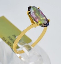 LAB CREATED 5.87 Cts MYSTIC TOPAZ SOLITAIRE RING 10K SOLID GOLD - New With Tag