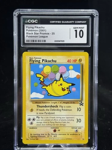Flying Pikachu #25 Black Star Promo Pokemon League 2001 CGC 10  🎈☁️