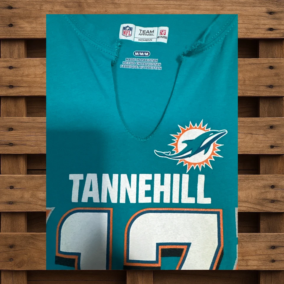NFL Team Apparel Miami Dolphins Short Sleeve V-Neck Multicolored Size Medium - Image 3 of 4