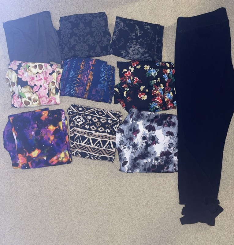 Women’s Leggings 10 Pair Large Assorted Pattern Hippie Y2K Floral Skull