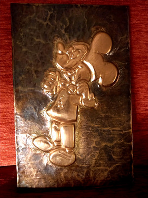 Vintage Disney Mickey Mouse gehämmert Kupfer Messing Wandkunst 11 Zoll x 7 Zoll