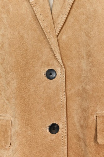 ZARA 100% SUEDE LEATHER BLAZER BEIGE POCKETS NEW SS25 SIZES L REF. 4341/824 - Picture 14 of 14
