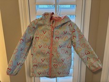 Cat Jack Fleece lined Raincoat With hood, Blue Heart Patterns Size 5T