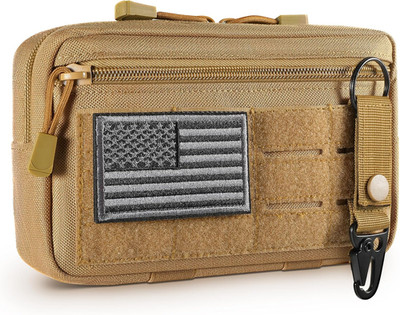 Military Tactical MOLLE Admin Pouch Horizontal EDC Utility Organizer Bag w/ USA