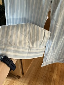 VICTORIA'S SECRET Pajama Set Soft Sky Stripes Blue Cotton Modal TOP M PANTS XS