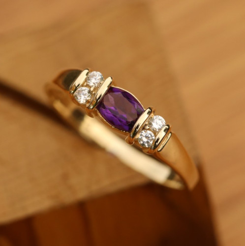 Purple Stone & CZ Ring