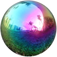 Rustic Chic 12 Inch Stainless Steel Rainbow Gazing Globe for Indoor/Outdoor Use