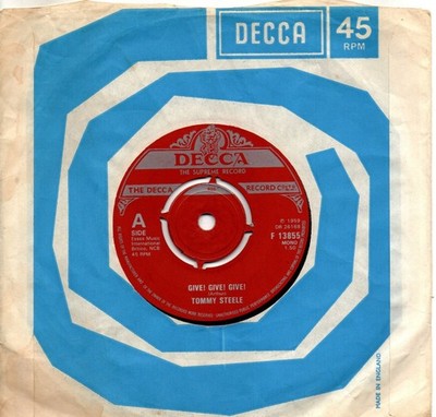 Tommy Steele:Give! Give! Give!/Doomsday rock:UK Decca:Re-Issue