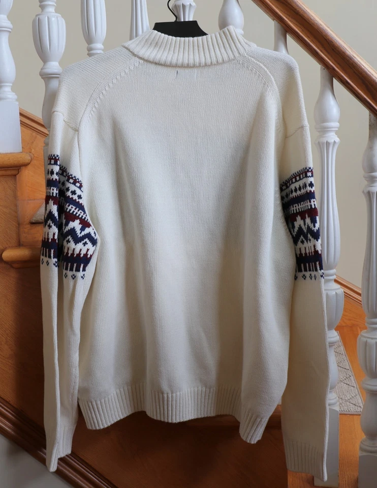 NUEVO $65 Izod Fair Isle Tejido 1/4 Cremallera Suéter Pullover Vacaciones Esquí Para hombres XXL 2X Foto 3 de 4