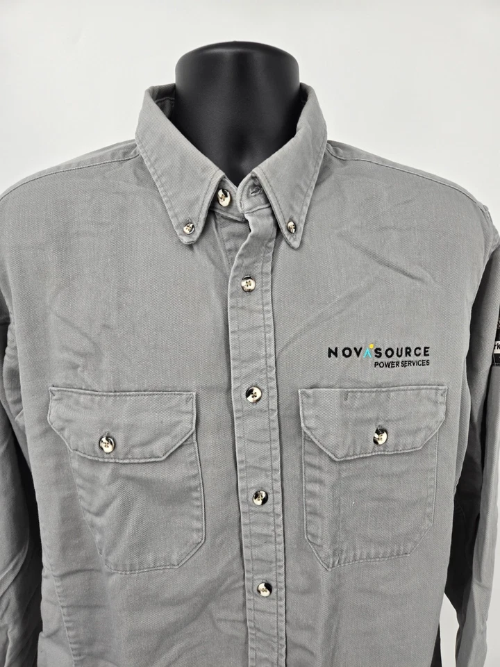Bulwark Shirt Gray Large 2112 FR CAT 2 Long Sleeve Pocket 8.6 ATPV Flame - Image 2 of 4