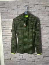 Nike Pro Hyperwarm Series Polka Dot 1/2 Zip Pullover Top Women's Small Black NWT