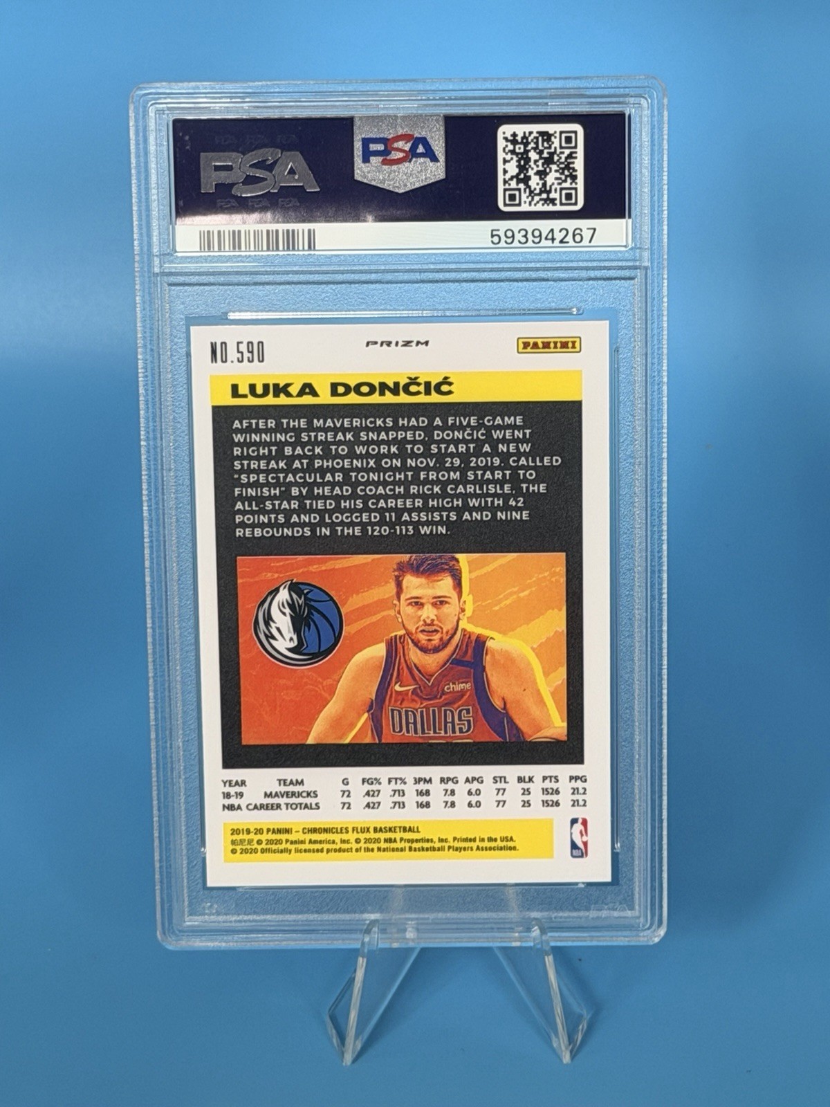 Luka Doncic 2019 Panini Chronicles Flux "Pink Prizm" #590 - PSA 10 - GEM MINT view 6