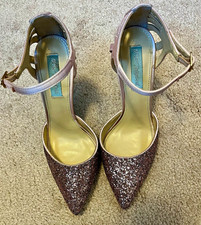 Blue by Betsey Johnson Avery Glitter Pointed Toe Pumps 7.5 M