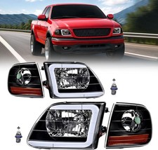 Pair Led Headlights For 1997-2004 Ford F150 F250 Expedition Lights Lr Black