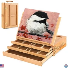 VISWIN Extra-Large Beech Wood Tabletop Easel with 3 Drawers - Adjustable Easel