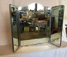 Vtg 1950 Deco 26x37 Dome Arch Top Tri-fold Mirror Medicine Cabinet Old 650-26b