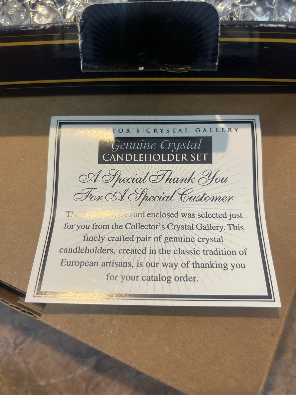 COLLECTOR'S CRYSTAL GALLERY NEW GENUINE CRYSTAL CANDLEHOLDER SET OF 2