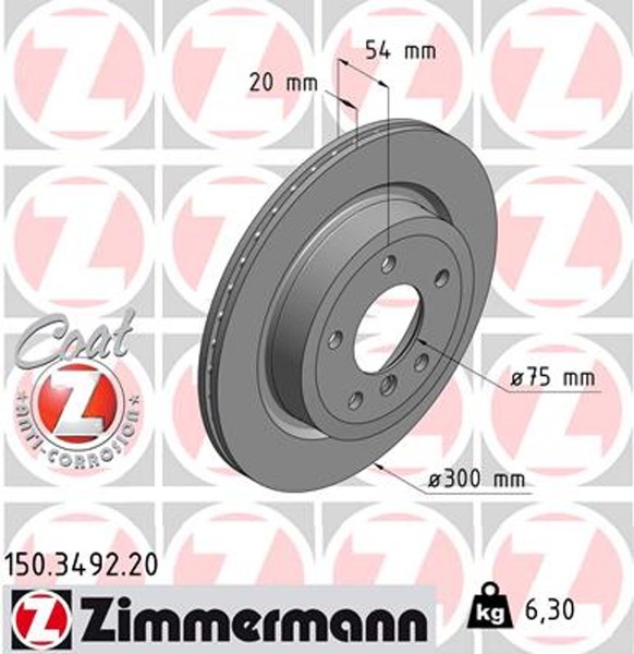 2X Zimmermann Bremsscheibe Coat Z 150.3492.20 FüR BMW Z4 E89 Roadster Sdrive-image