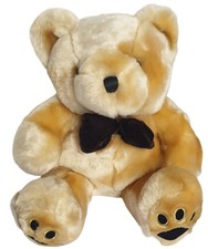 Dan Dee Golden Teddy Bear 13.5" Plush Loveable Huggable Velvet Bow Tie Stuffed