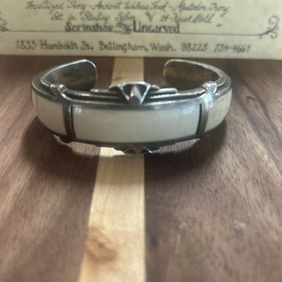 Vintage Alaska Silver And Ivory Co Sterling Silver Cuff Bracelet