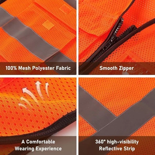 Safety Vest for Work, High Visibility, with Pockets, 1 Pack, 5 Pack image 3