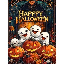 Diamond Art Kits for Adults, 5D DIY Happy Halloween Diamond Painting for Adults