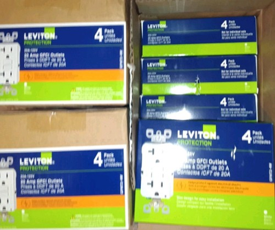 #ad 48PCS LEVITON GFNT2 4W GFCI 20A WHITE OUTLET non tamper resistant 12 Boxes 4each $359.88
