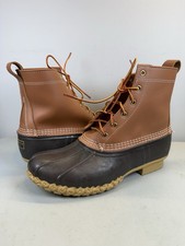 LL Bean Mens 8" Duck Bean Boots Sz 10 W Unlined Leather Brown Waterproof USA
