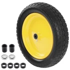 16 Flat Free Tire 4.80/4.00-8 Wheelbarrow Tire and Wheel, 3 Centered Hub, 5/8...