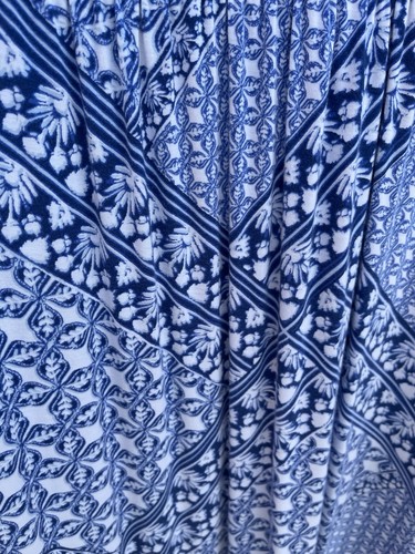 LL Bean Sleeveless Halter Top Sundress Maxi Ankle Blue & White Floral Sz M - Bild 8 von 8